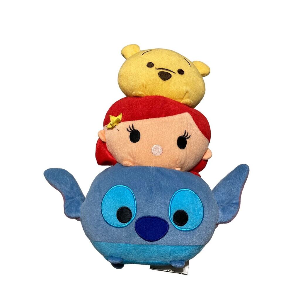 DISNEY TSUM TSUM 15" Stacked Plush Back pack Pooh, Ariel & Stitch